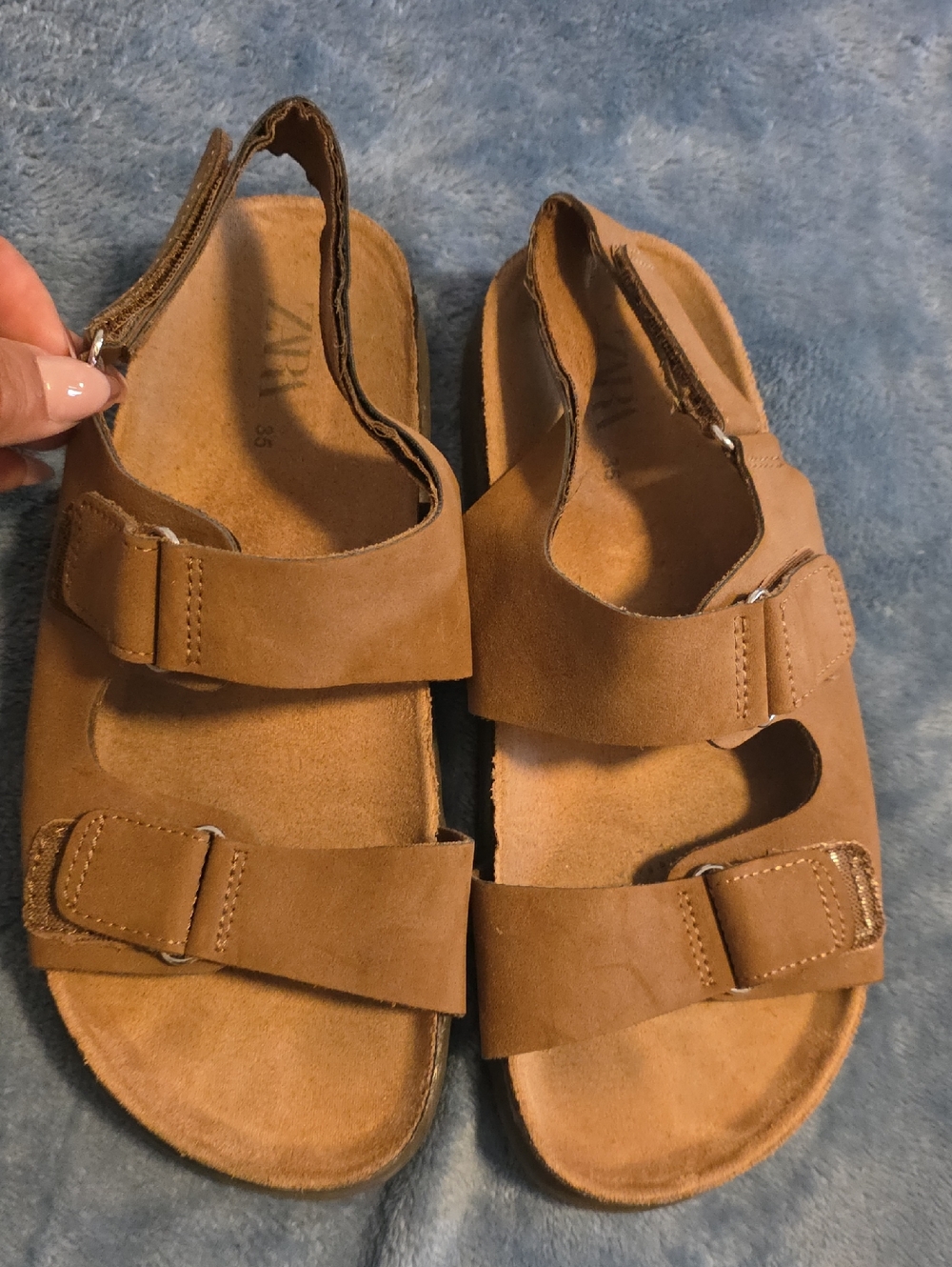Zara Tan Suede Kids Slingback Sandals